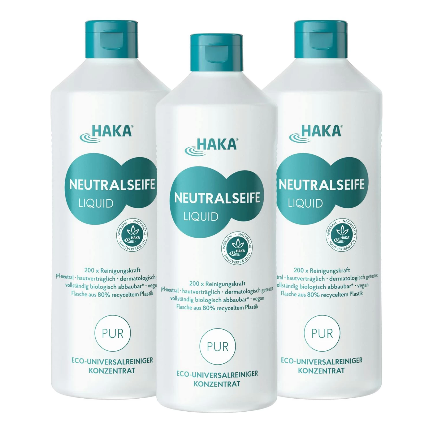 HAKA Neutralseife Liquid PurAllzweckreiniger Für Haushalt Und Auto, 3 X 1 Liter