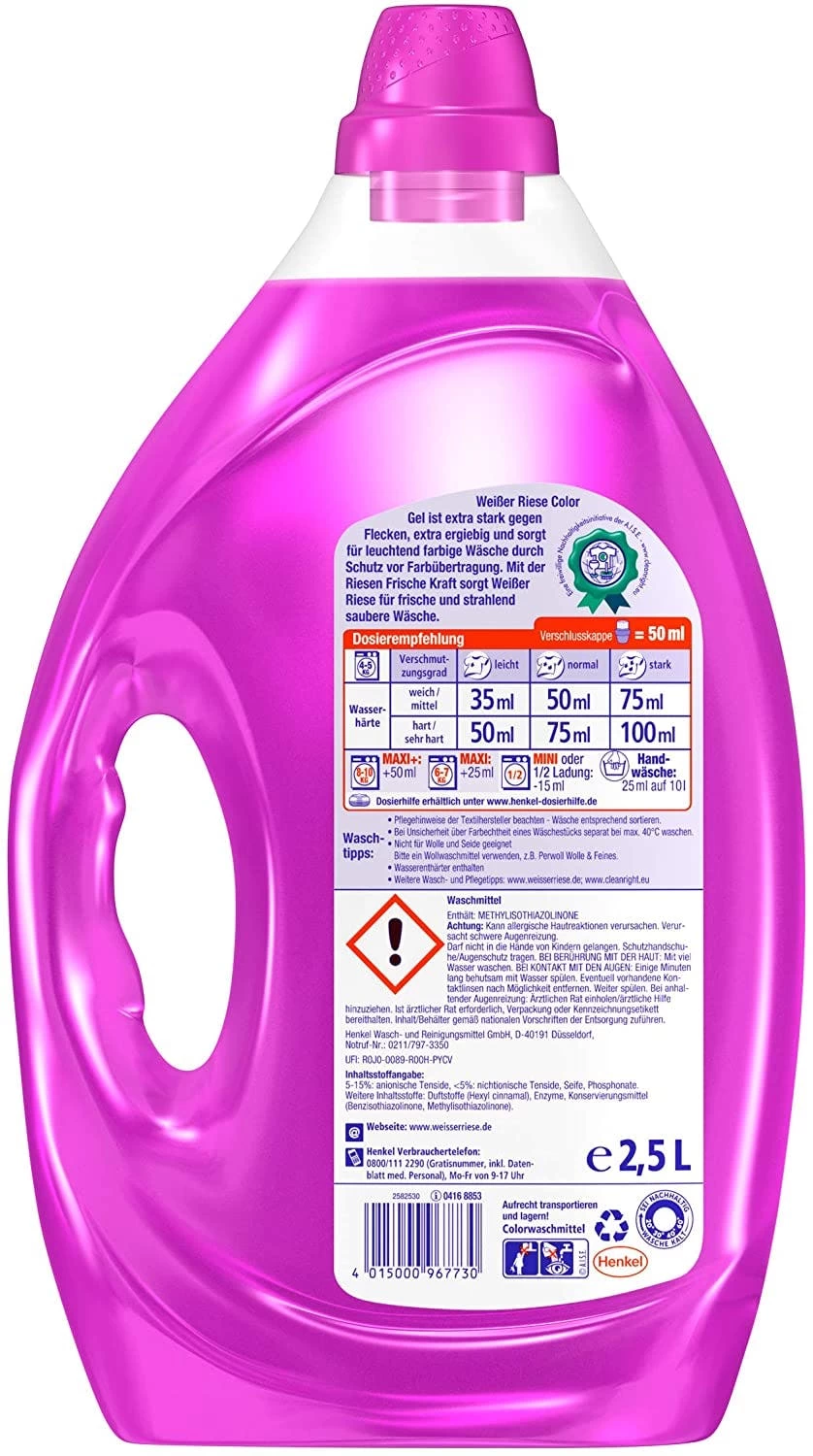 Weißer Riese Color Waschmittel 4er Pack Flüssigwaschmittel 4x50 Waschladungen - Image 3