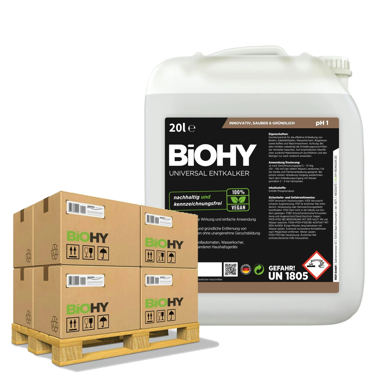 BiOHY Universal Entkalker (24x20l Kanister) | Konzentrat Für 20 Entkalkungsvorgänge Pro Flasche | Kompatibel Mit Allen Kaffeevollautomaten