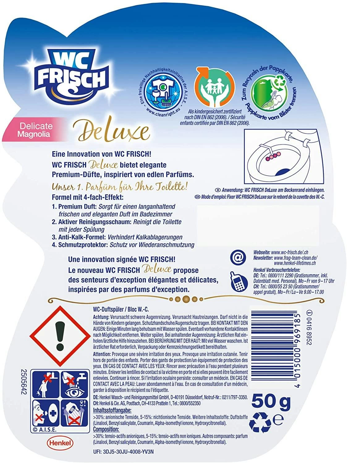 WC FRISCH DeLuxe Delicate Magnolia 50g WC Reiniger WC Duftspüler Reinigung - Image 6