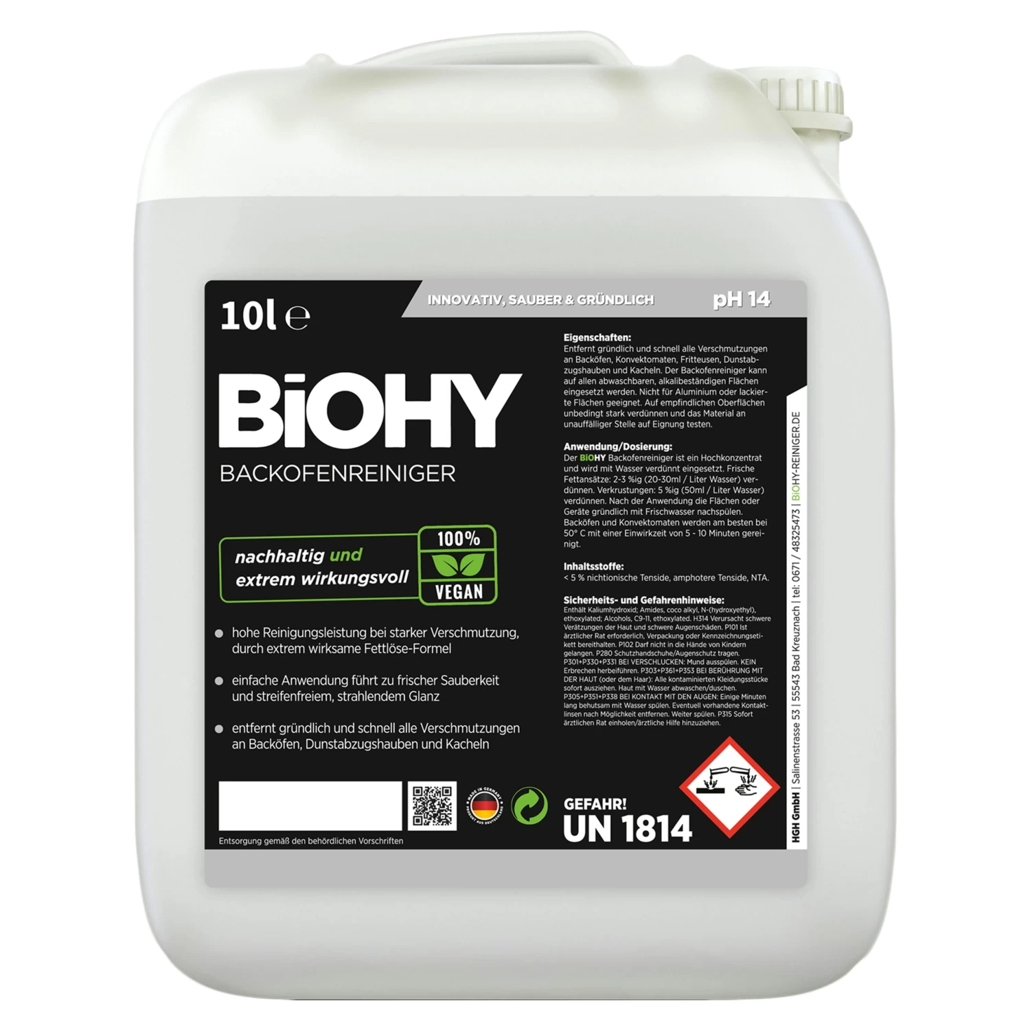 BiOHY Backofenreiniger Hochkonzentrat (50x10l Kanister) | Profi Grillreiniger, Fettlöser EXTRA STARK | Zur Einfachen Und Schnellen Ofenreinigung - Image 2