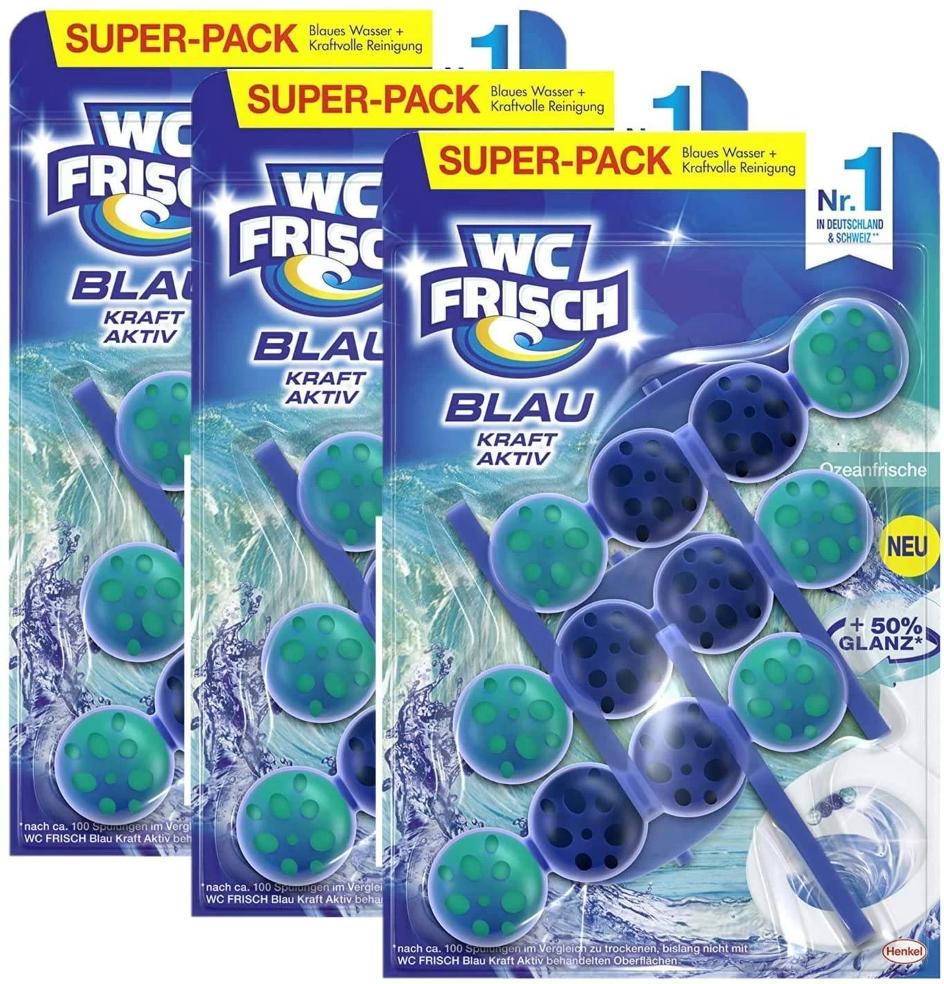 WC FRISCH Kraft Aktiv Blauspüler Ozeanfrische 10x50g WC Reiniger Reinigung - Image 4