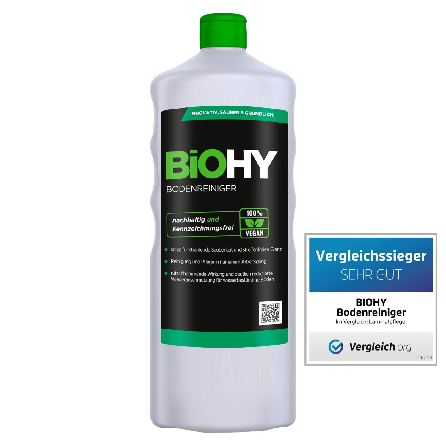 BiOHY Bodenreiniger (1l Flasche) | Konzentrat Für Alle Reinigungsgeräte Und Alle Hartböden | Angenehmer Geruch Und Streifenfreie Reinigung