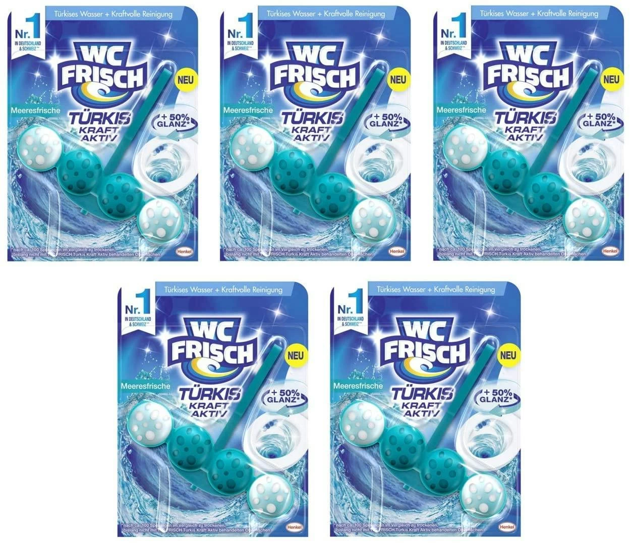 WC FRISCH Kraft Aktiv Türkisspüler Meeresfrische 5x50g WC-Reiniger Reinigung