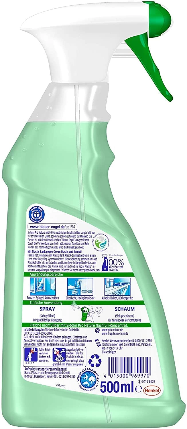 Sidolin Pro Nature Glasreiniger Sprühflasche 500ml Putzmittel Reiniger Reinigen - Image 7