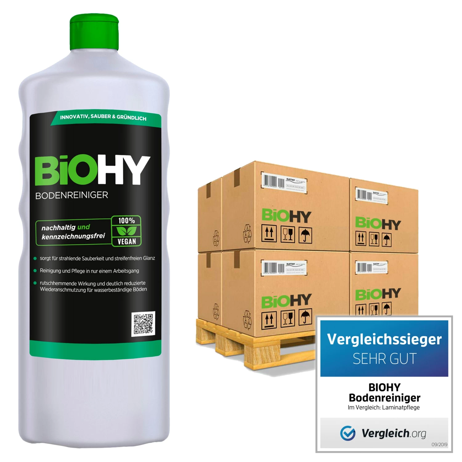 BiOHY Bodenreiniger (2x1l Flasche) | Konzentrat Für Alle Reinigungsgeräte Und Alle Hartböden | Angenehmer Geruch Und Streifenfreie Reinigung - Image 2