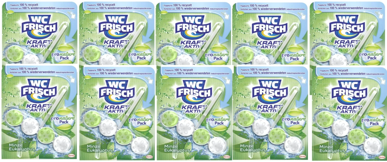 WC Frisch Kraft-Aktiv 10er Pack Pro Nature Minze WC-Reiniger 10x1 Stück
