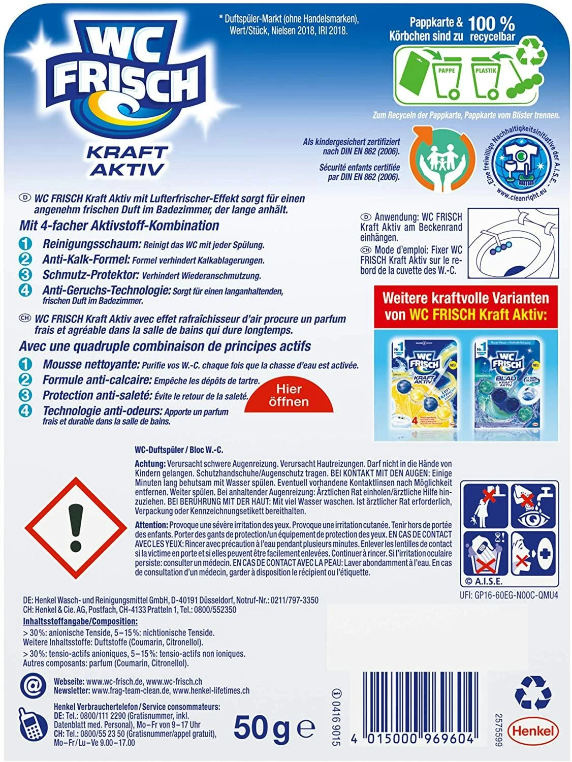 WC-Frisch Kraft Aktiv Duftspüler Frische Brise 50g WC-Reiniger Reinigung - Image 6