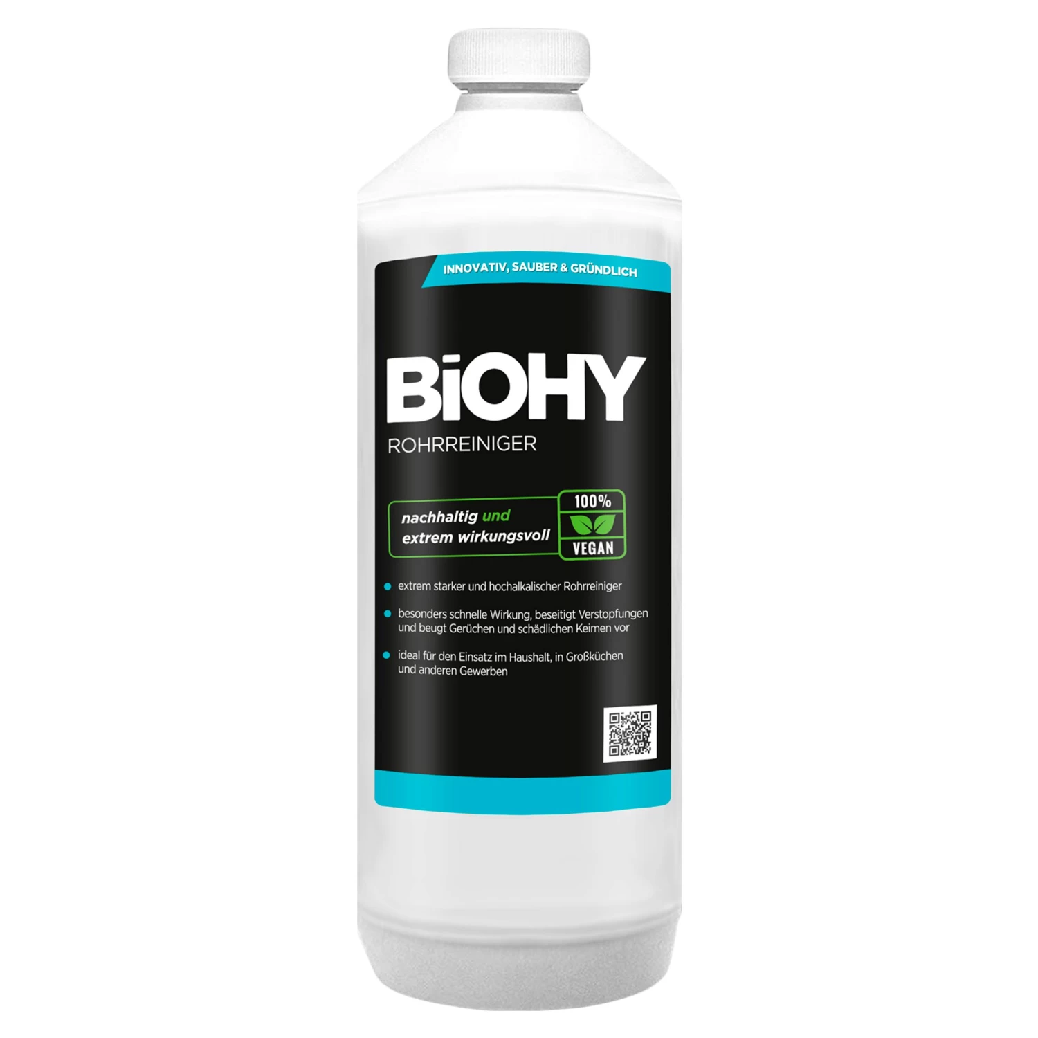 BiOHY Rohrreiniger (480x1l Flasche) | EXTRA STARK | Flüssiger, Hochkonzentrierter Abflussreiniger | Geruchsneutral | Für Alle Verstopfungen - Image 2