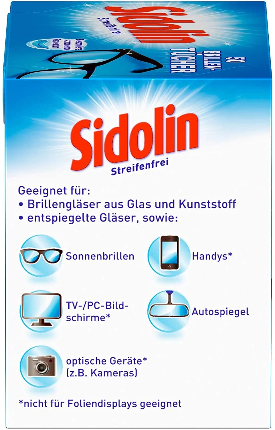 Sidolin Brillen Putztücher 50 Stück Reinigungstücher Brillenputztücher Reiniger – Bild 6