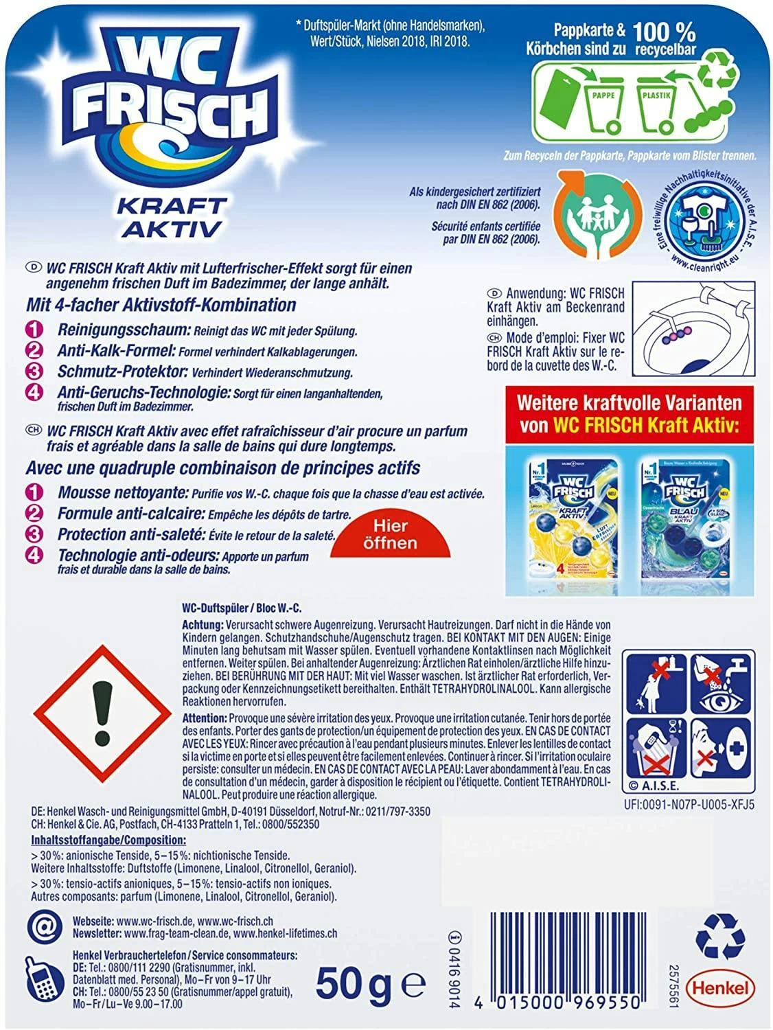 WC-Frisch Kraft Aktiv Duftspüler Blütenfrische WC-Reiniger 1 Stück Badreiniger - Image 6