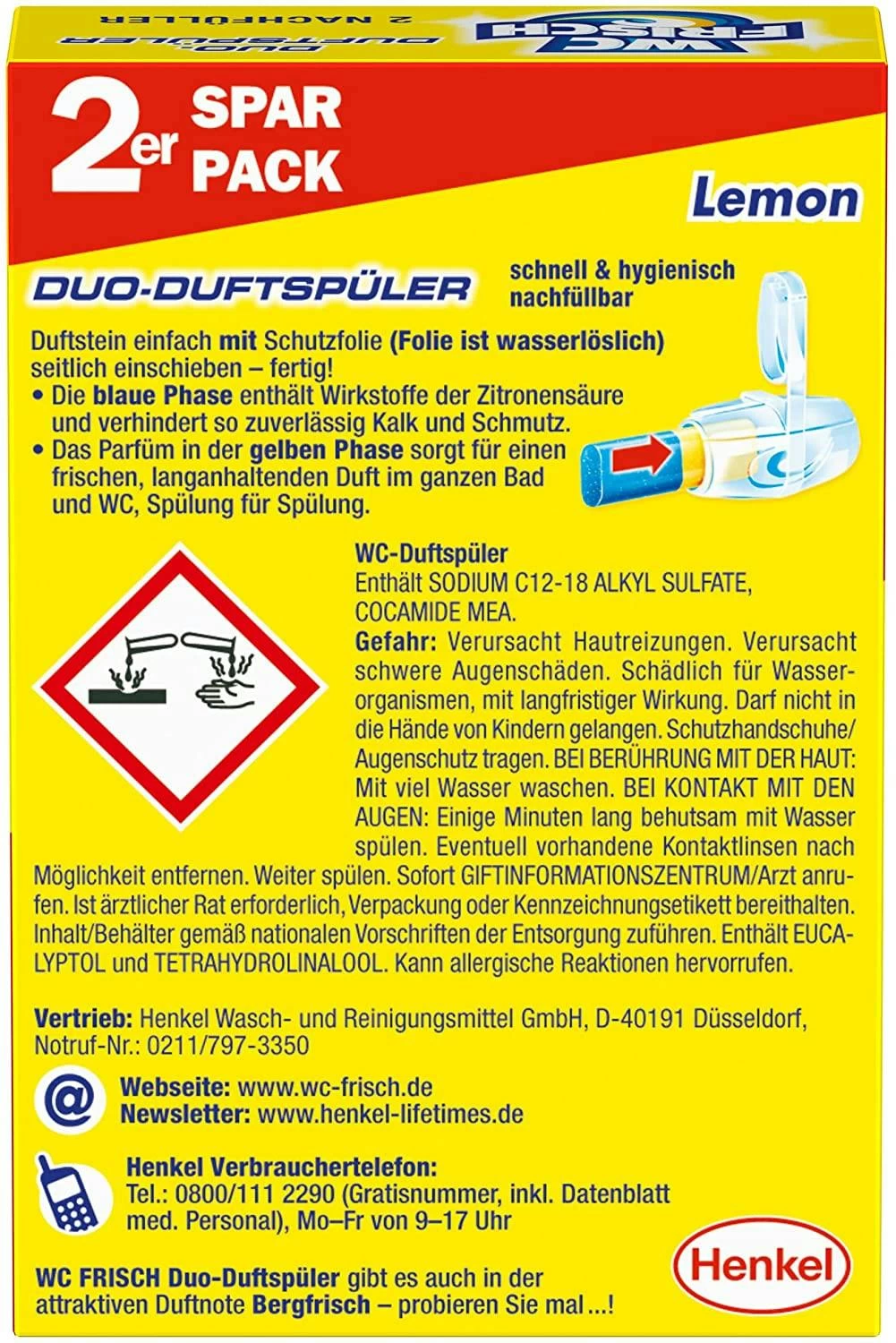 WC FRISCH Duftspüler Lemon 5er Pack WC-Reiniger WC-Duftstein 5x2Stück Nachfüller - Image 6