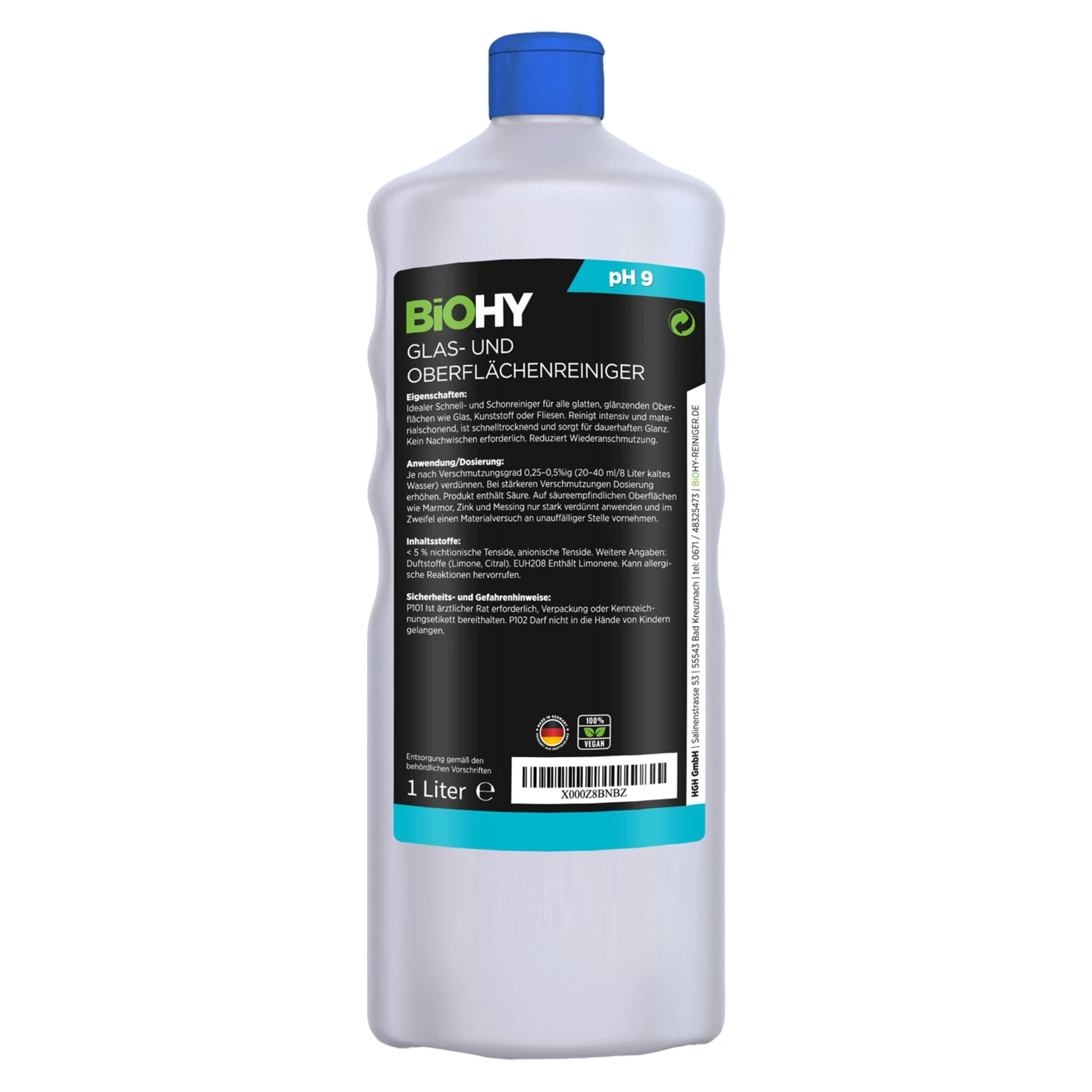 BiOHY Glas- Und Oberflächenreiniger (1l Flasche) | Konzentrat | Universalreiniger | Intensiv & Nachhaltig Reinigender Automatenreiniger - Image 6