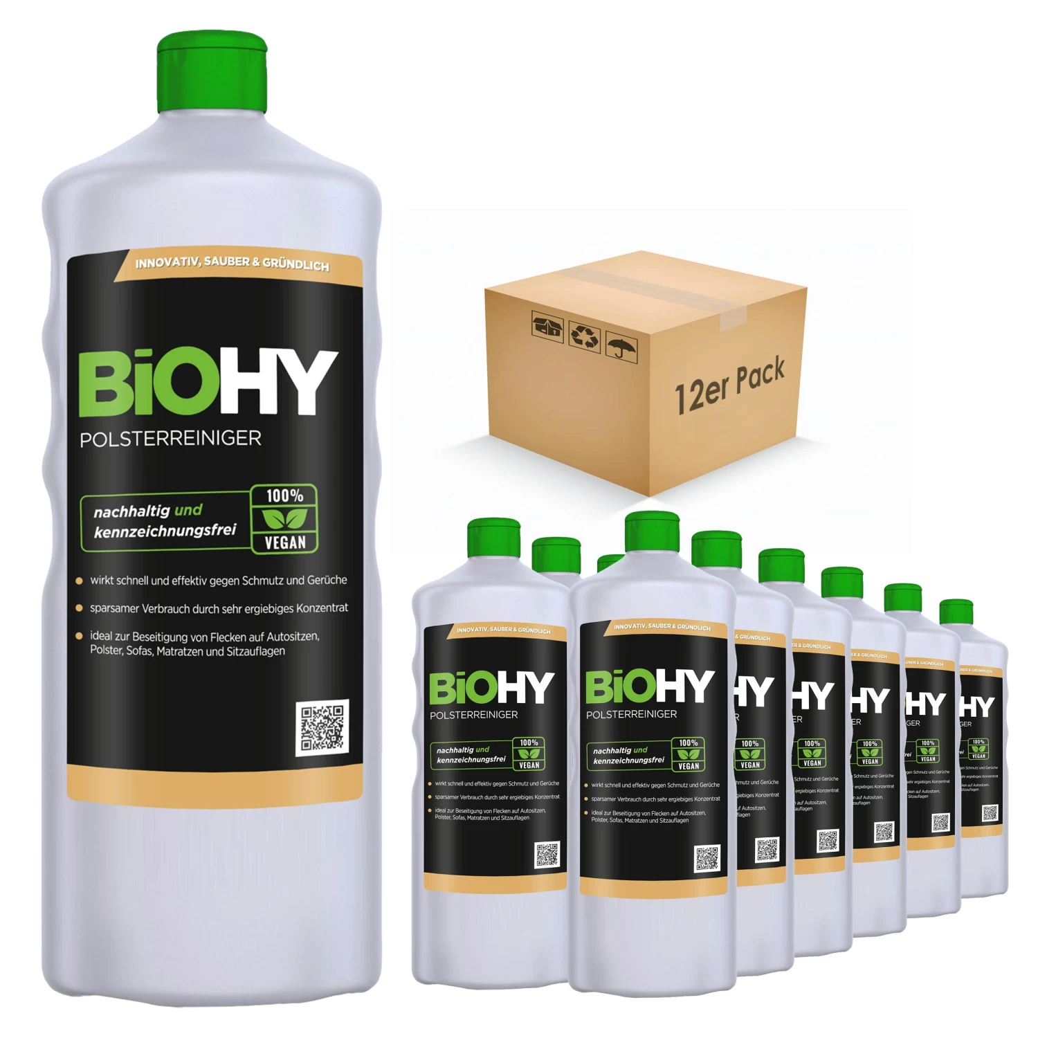 BiOHY Spezial Polsterreiniger (2x1l Flasche) | Ideal Für Autositze, Sofas, Matratzen Etc. | Ebenfalls Für Waschsauger Geeignet - Image 2