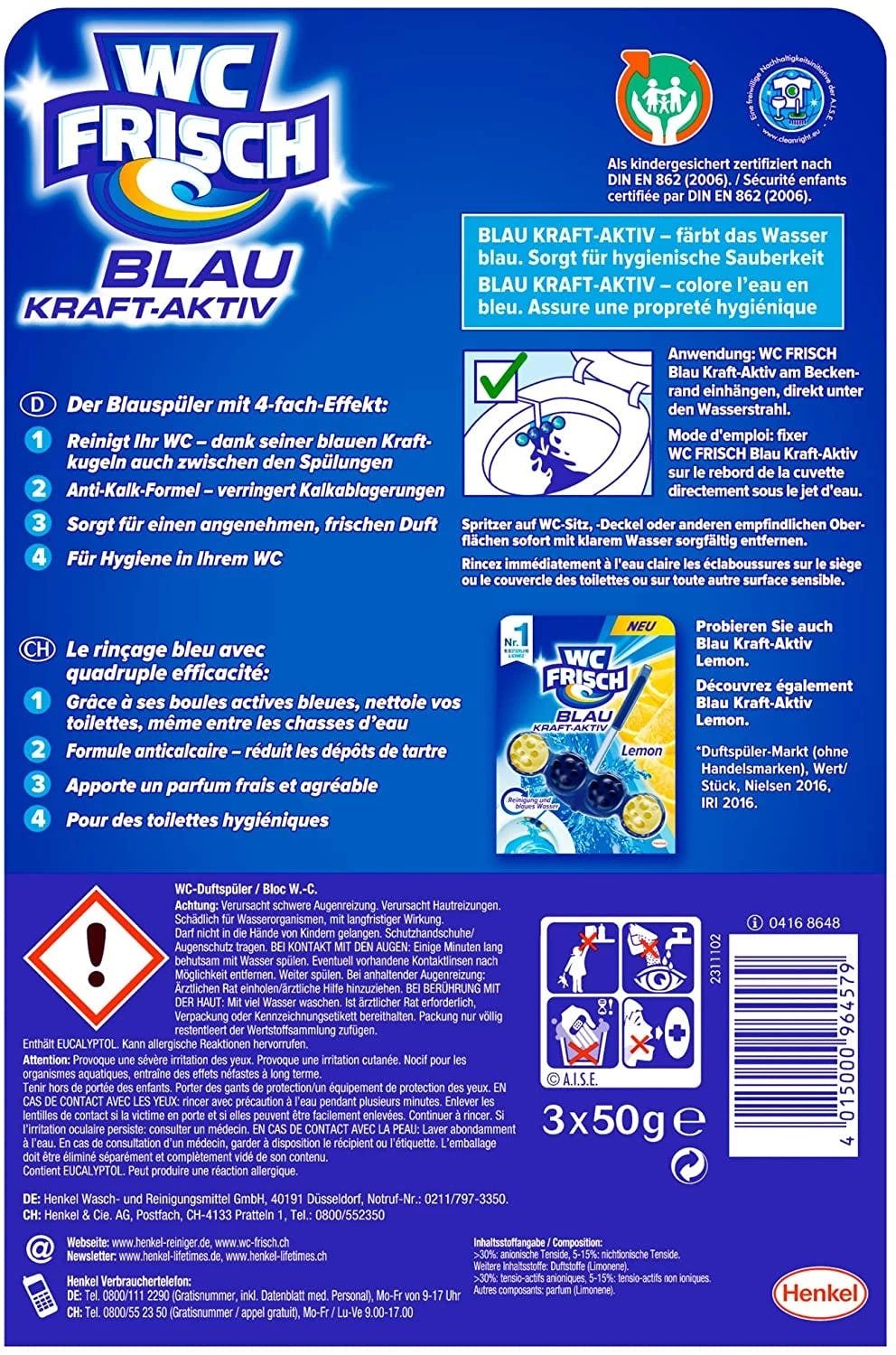 WC Frisch Blau Kraft-Aktiv 9er Pack OzeanFrische Farbspüler 9x3Stück WC-Reiniger - Image 6