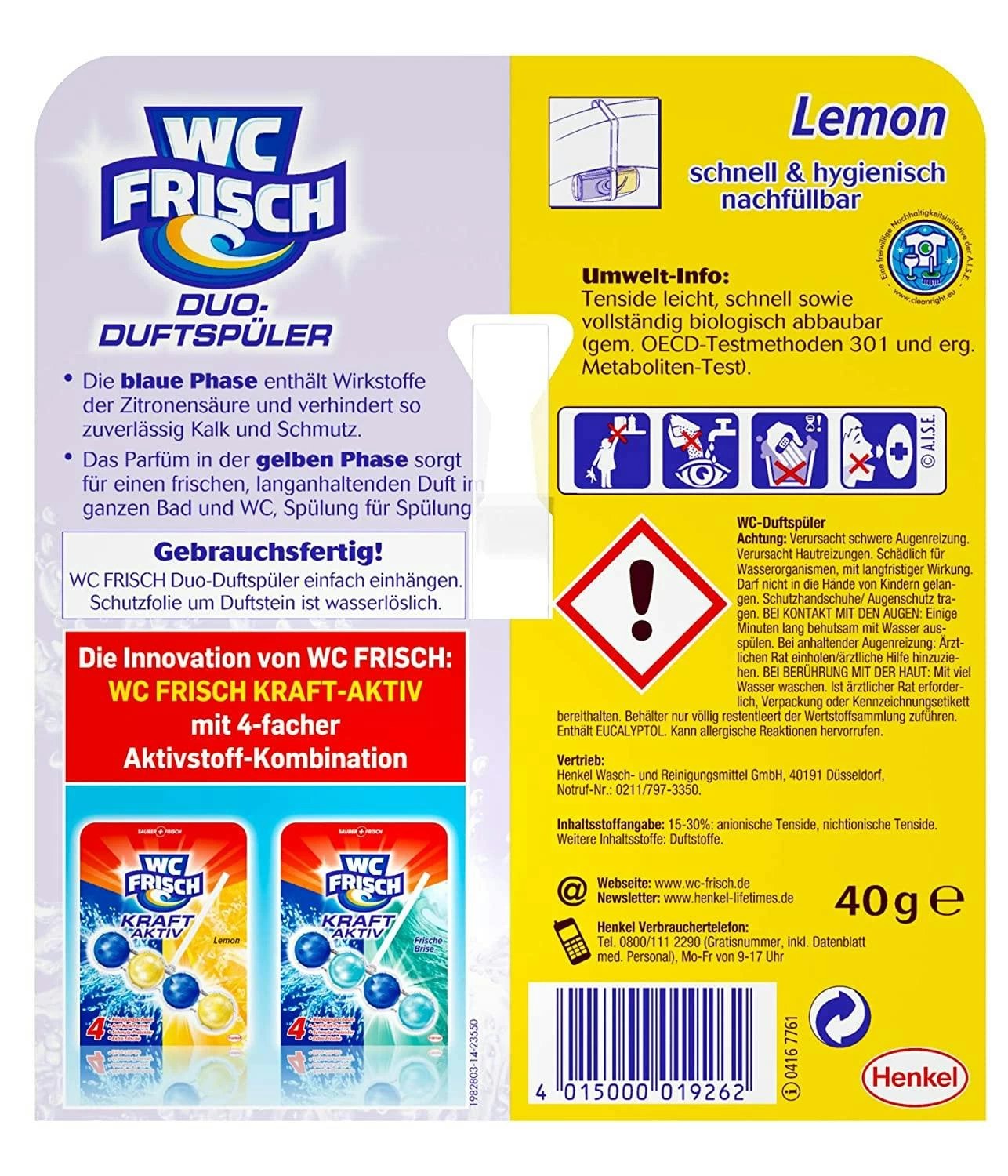WC FRISCH Duo-Duftspüler Lemon WC Reiniger & WC-Duftstein 1 Stück Badreiniger - Image 6