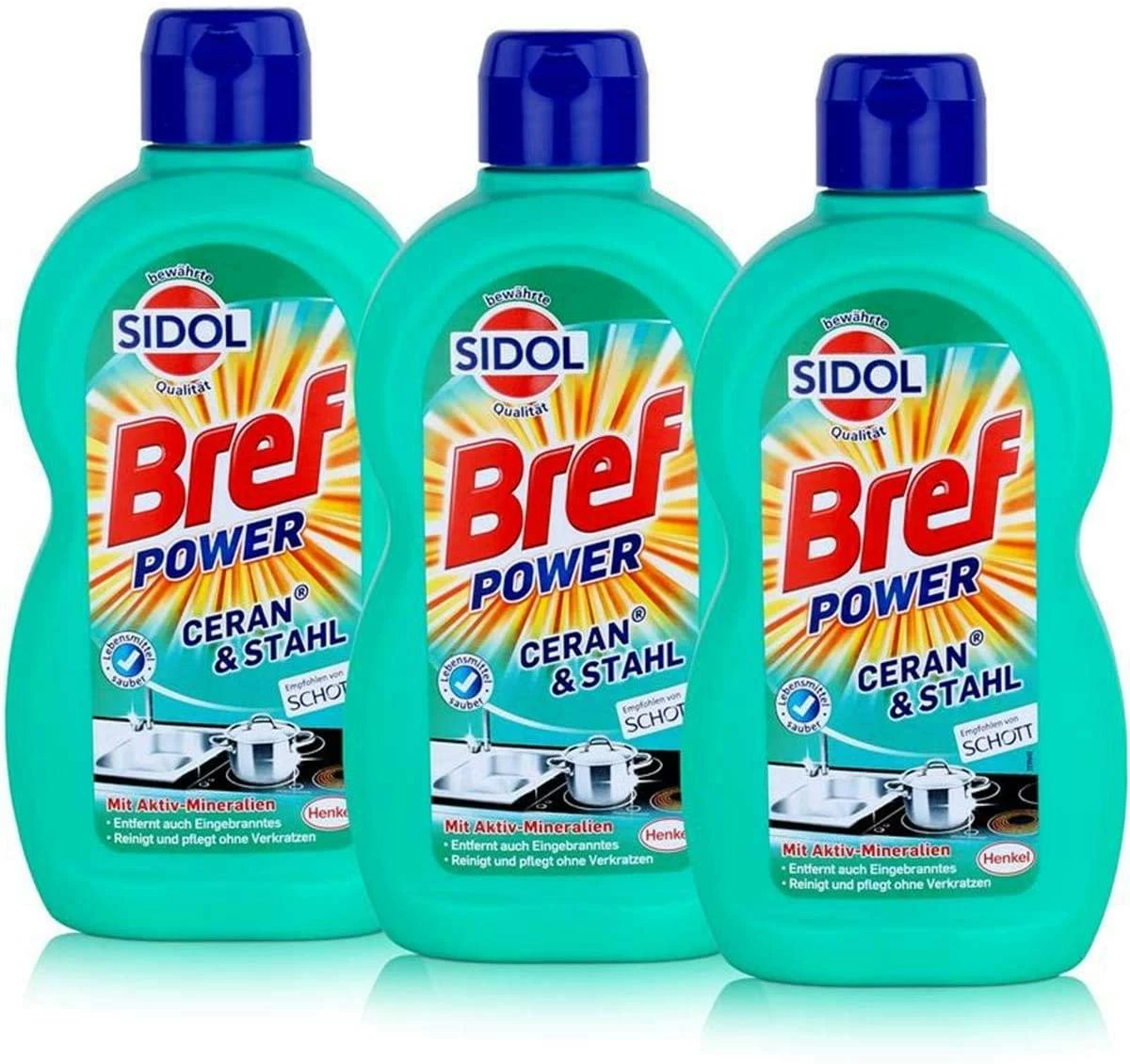 Bref Sidol Ceran & Stahl Reiniger Entfernt Eingebranntes 5x500 Ml Reinigung - Image 2