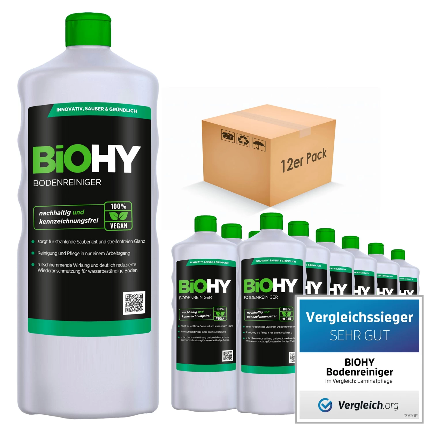 BiOHY Bodenreiniger (3x1l Flasche) | Konzentrat Für Alle Reinigungsgeräte Und Alle Hartböden | Angenehmer Geruch Und Streifenfreie Reinigung - Image 2