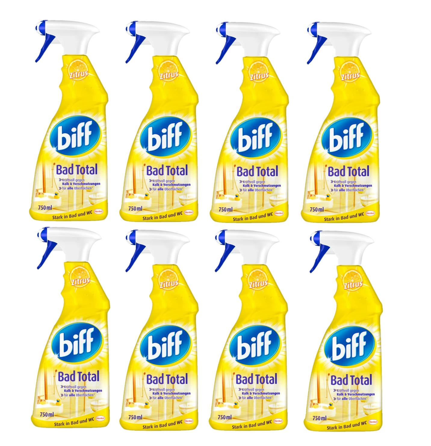 Biff Bad Total Zitrus Badreiniger 8x750ml Sprühflasche Reiniger Reinigungsmittel