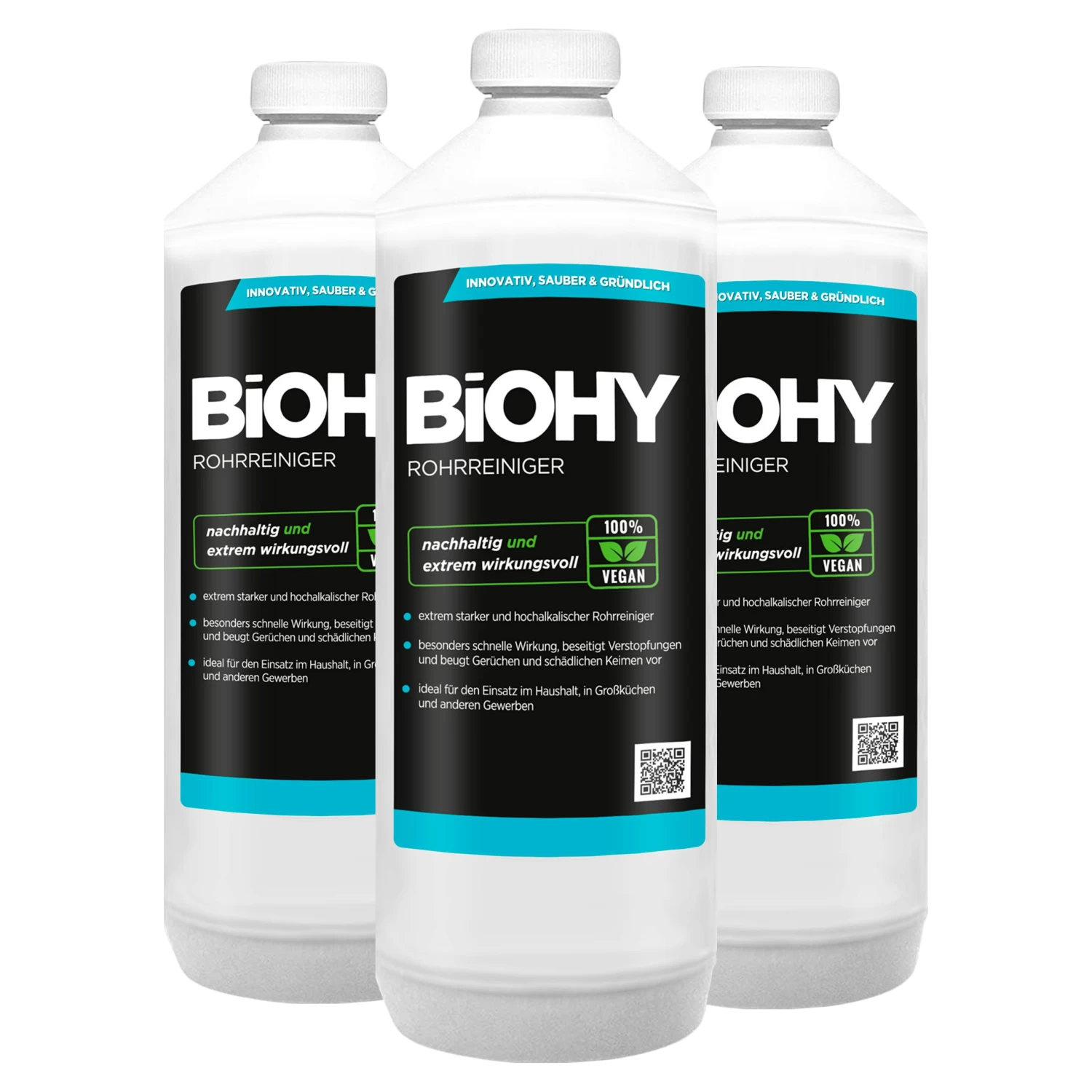 BiOHY Rohrreiniger (9x1l Flasche) | EXTRA STARK | Flüssiger, Hochkonzentrierter Abflussreiniger | Geruchsneutral | Für Alle Verstopfungen - Image 3