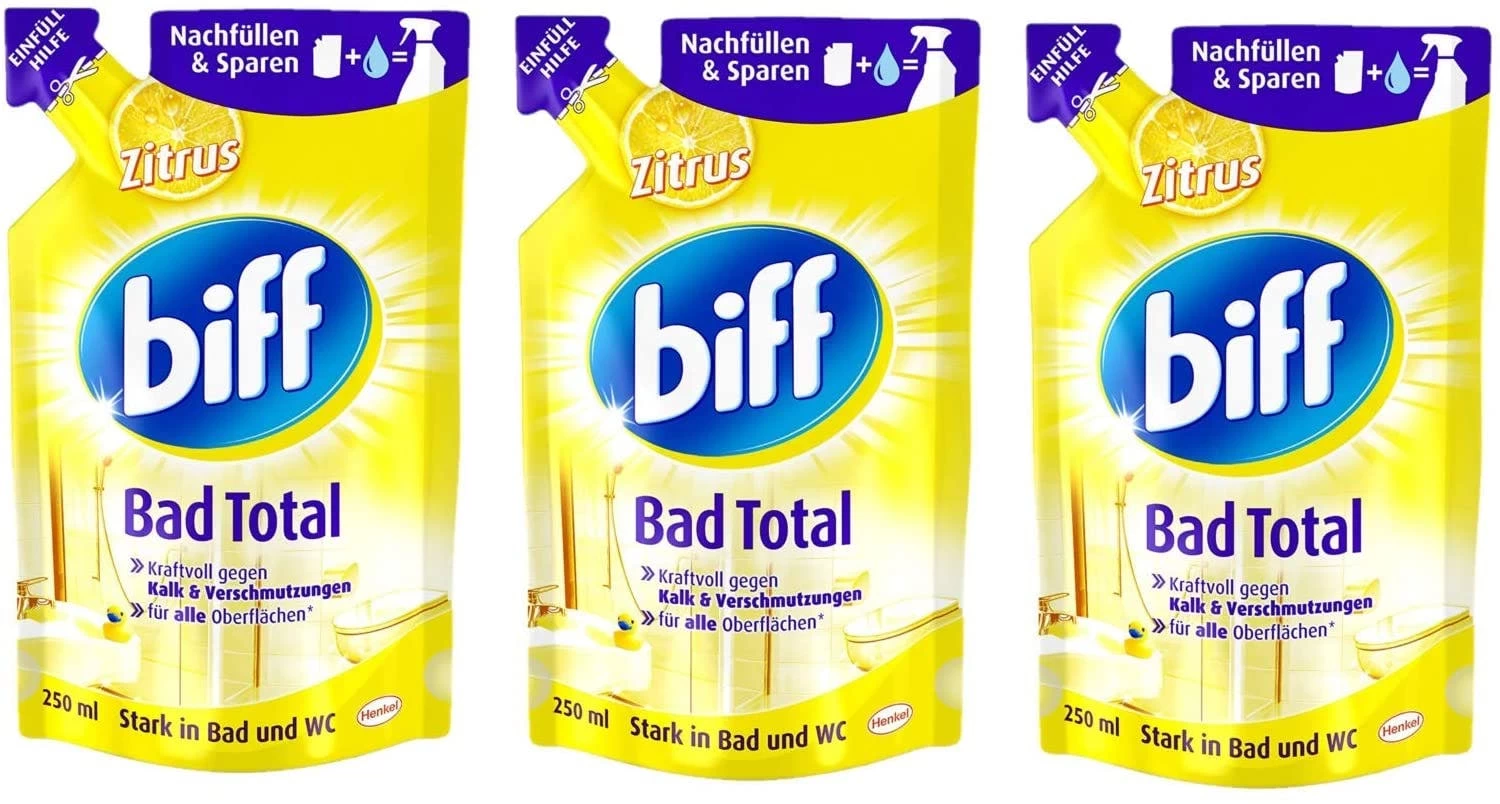 Biff Bad Total Zitrus Badreiniger Bad Reiniger Badezimmer 12x250 Ml Nachfüllpack - Image 2