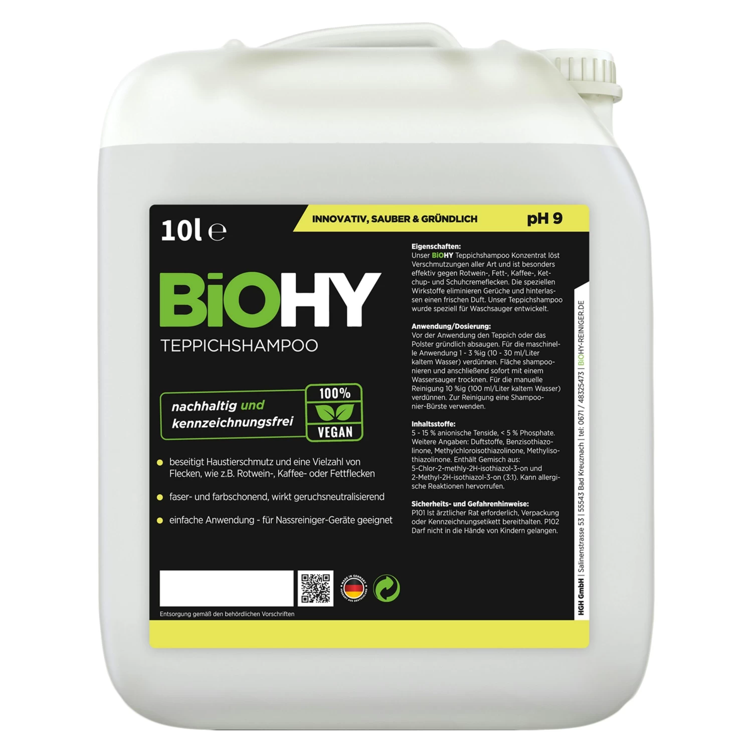 BiOHY Teppichshampoo (24x20l Kanister) | Teppichreiniger Ideal Zur Entfernung Von Hartnäckigen Flecken | SPEZIELL FÜR WASCHSAUGER ENTWICKELT - Image 3