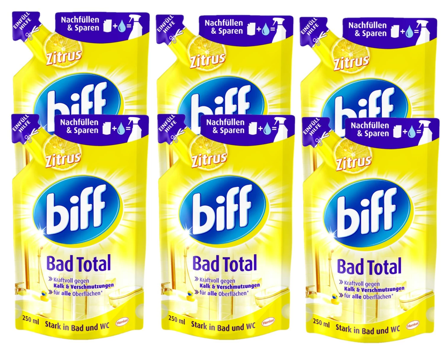 Biff Bad Total Zitrus Badreiniger Bad Reiniger Badezimmer 12x250 Ml Nachfüllpack - Image 4