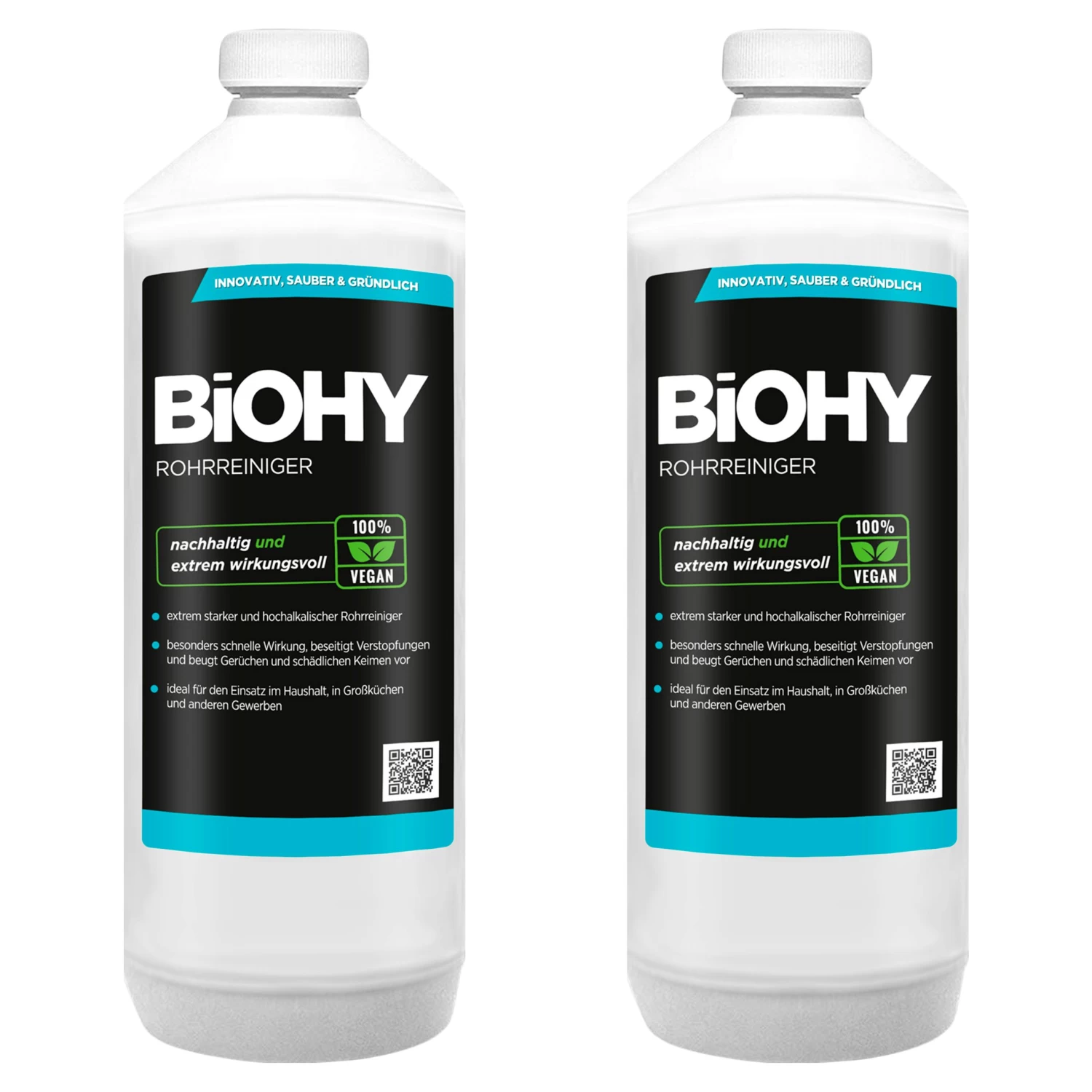 BiOHY Rohrreiniger (12x1l Flasche) | EXTRA STARK | Flüssiger, Hochkonzentrierter Abflussreiniger | Geruchsneutral | Für Alle Verstopfungen - Image 4