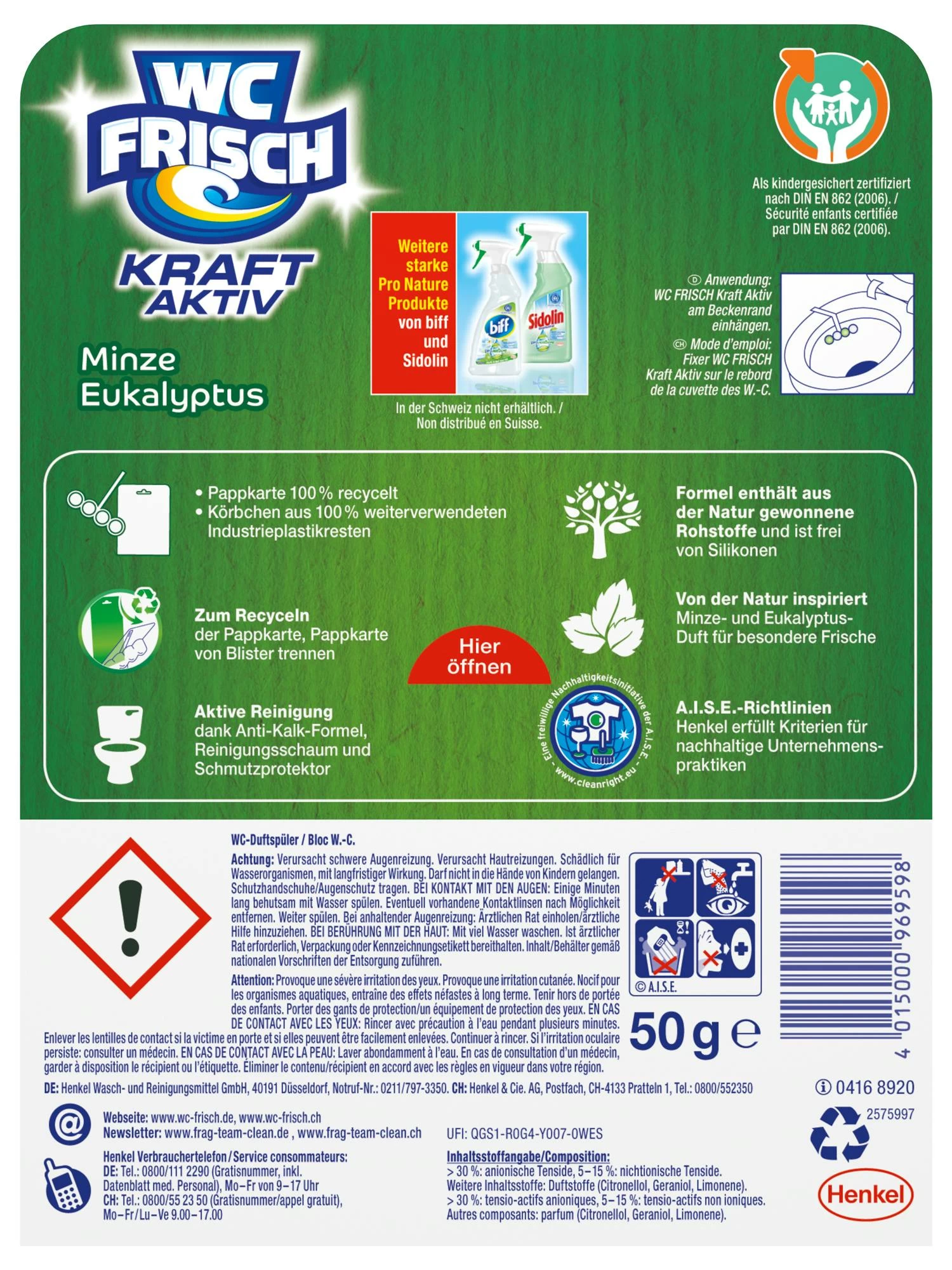 WC Frisch Kraft-Aktiv 10er Pack Pro Nature Minze WC-Reiniger 10x1 Stück - Image 6